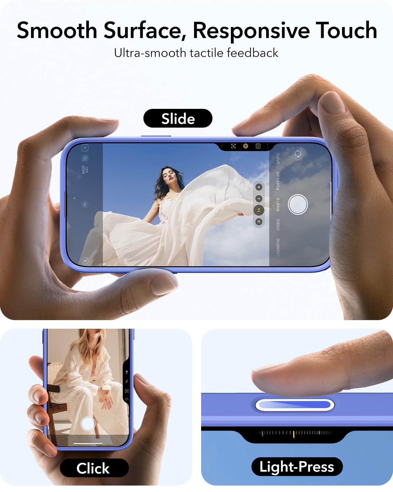 ESR - Funda para iPhone 16 Plus, botón de control de cámara compatible con MagSafe, protección de grado militar, soporte integrado, funda trasera resistente a arañazos, clásica, azul transparente