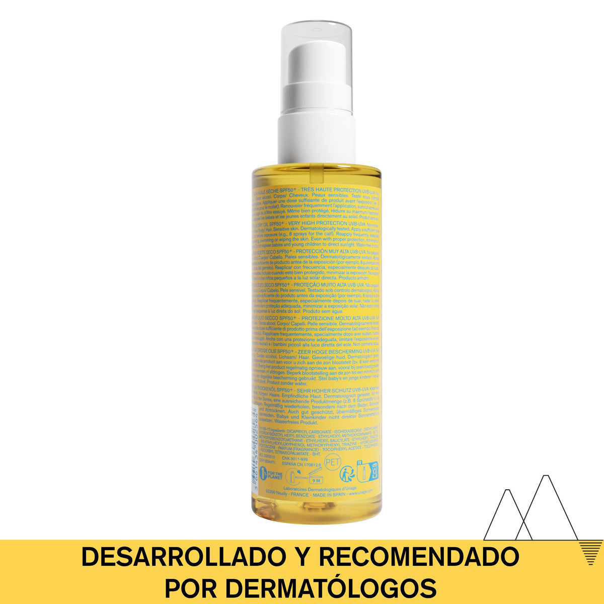 Uriage Bariésun Aceite Solar Seco SPF50+ con Vitamina E 200ml - Protección Muy Alta UVA/UVB y Luz Azul - Para el Cabello y el Cuerpo - Ultra Resistente al Agua - Tacto Seco y Acabado Satinado - Fragancia Delicada - Sin Alcohol