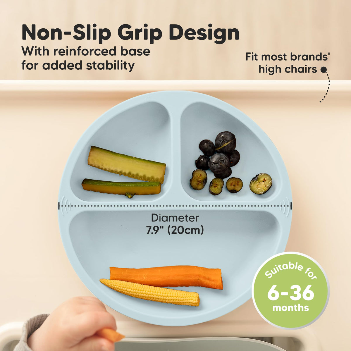 KeaBabies - Placas de succión para bebé, niño, 3 unidades, silicona sin BPA