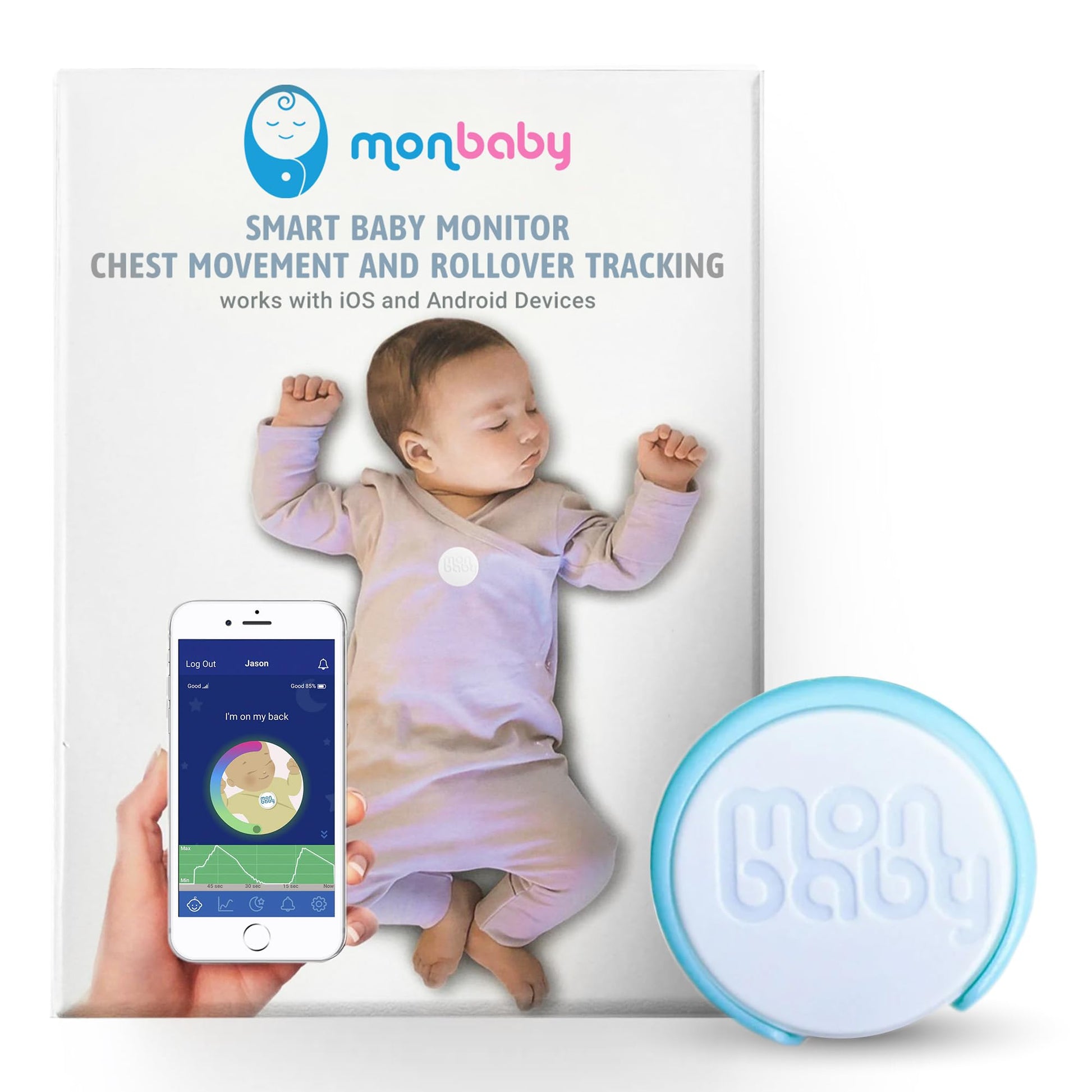 Monitor de Respiración MonBaby Azul con Conexión Bluetooth de Baja Energía para Bebé