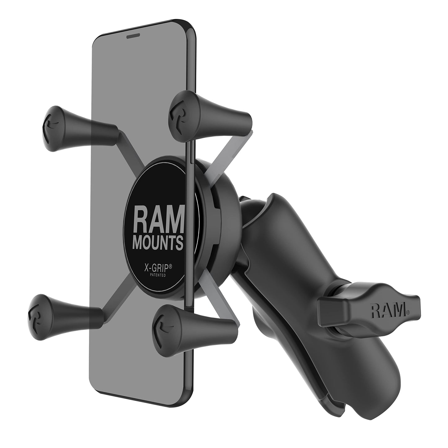 Soporte para Teléfono RAM Mounts Negro X-Grip con Doble Brazo Compuesto Mediano Compatible con Bola RAM B 1 Pulgada