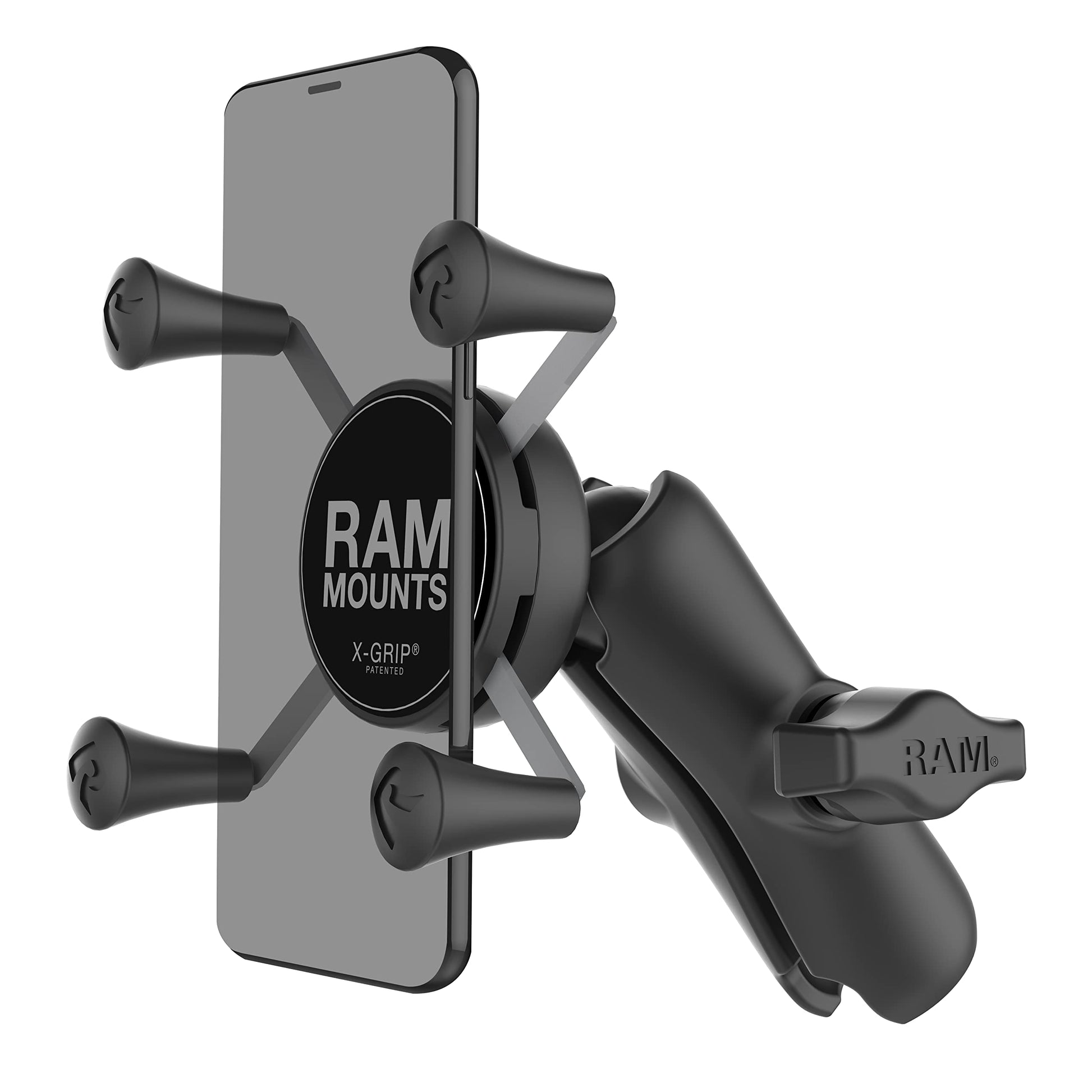 Soporte para Teléfono RAM Mounts Negro X-Grip con Doble Brazo Compuesto Mediano Compatible con Bola RAM B 1 Pulgada