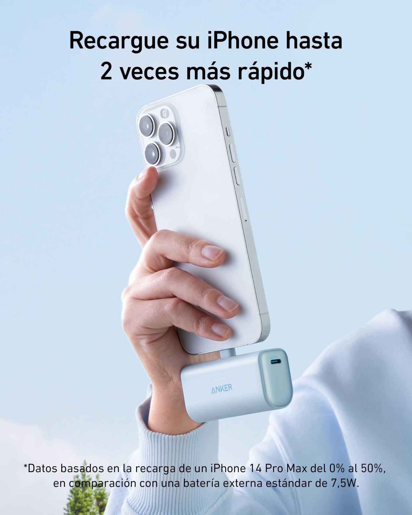 Power Bank Anker Nano 5000 mAh con Lightning Plegable para iPhone 14/13/12 Pro/MAX