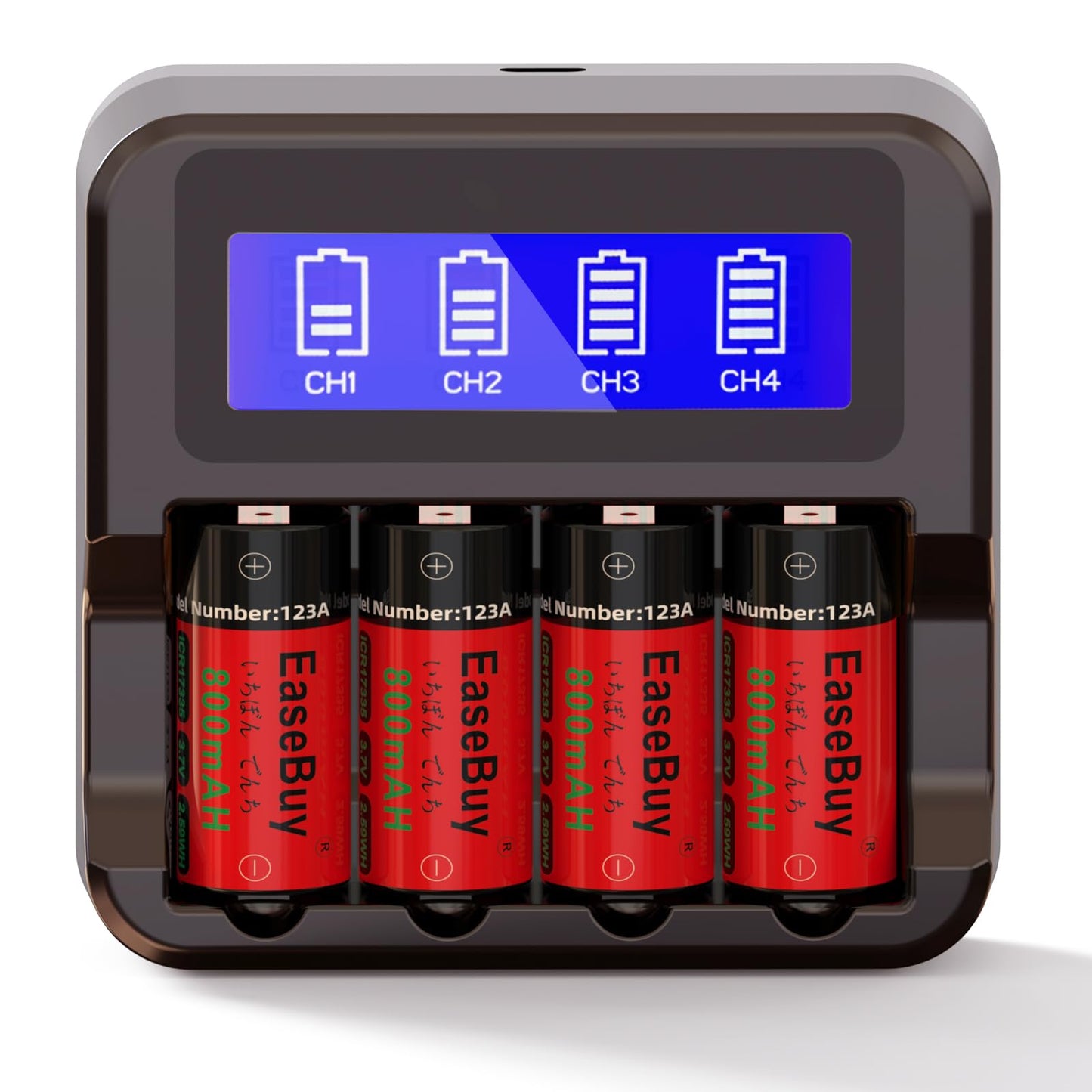 Baterías Recargables EaseBuy 3,7 V con Cargador para Cámaras Arlo y Linterna