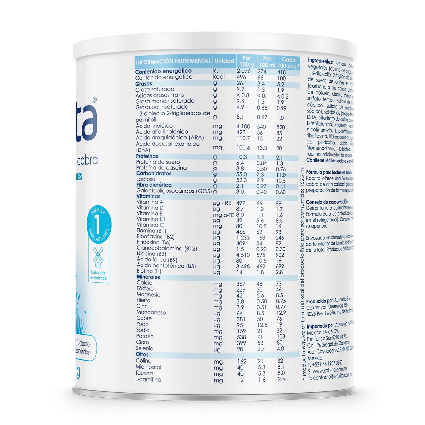Kabrita Fórmula Infantil de Leche de Cabra de Fácil Digestión para Bebés de 0 a 6 Meses | Con Proteína A2, Prebióticos, DHA, ARA | 1 Lata de 800g
