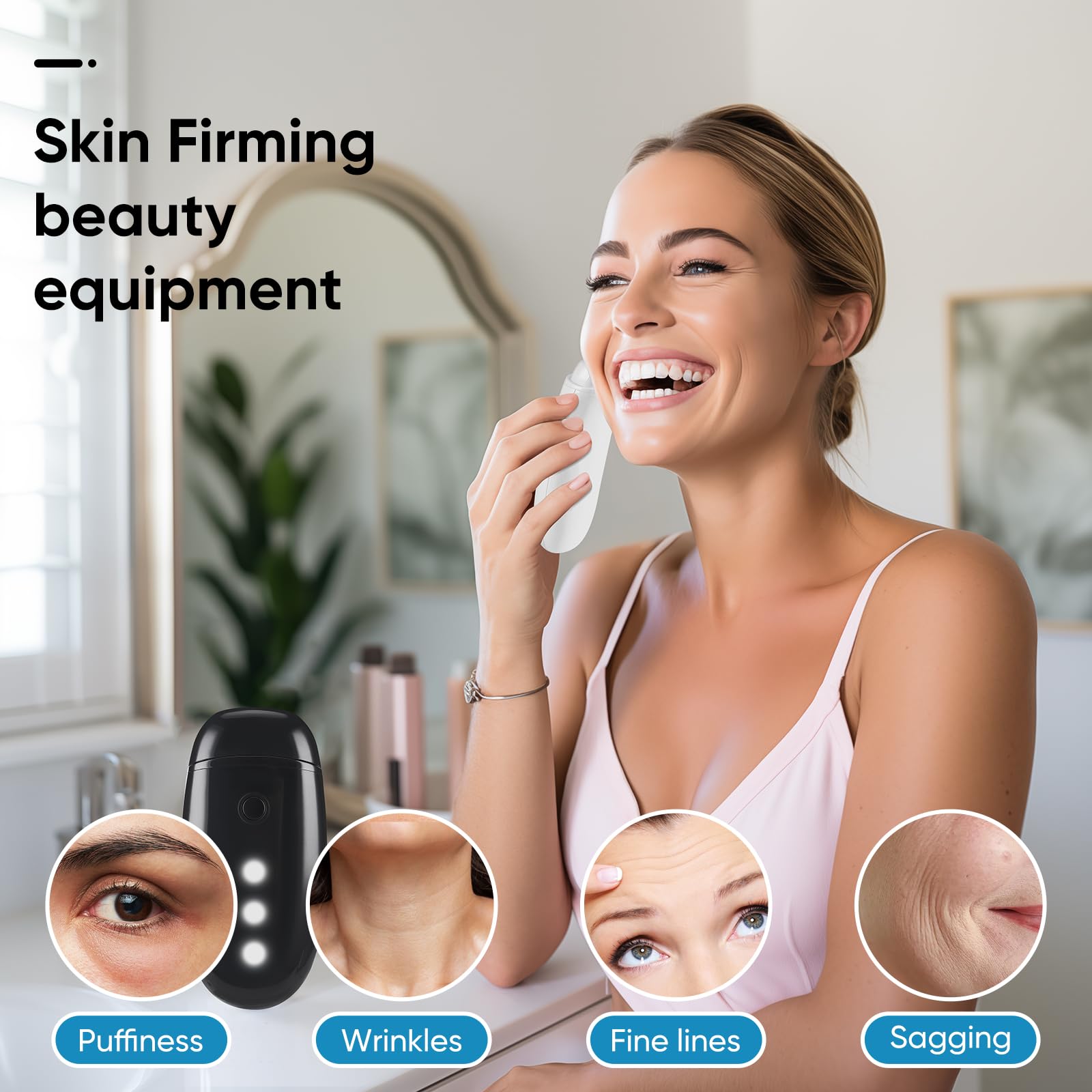 Aphrona Galvanic Spa – Dispositivo de tonificación facial – Dispositivo de tono facial Gua Sha microcorriente – Reafirmante de la piel – Masajeador facial con limpieza FDA