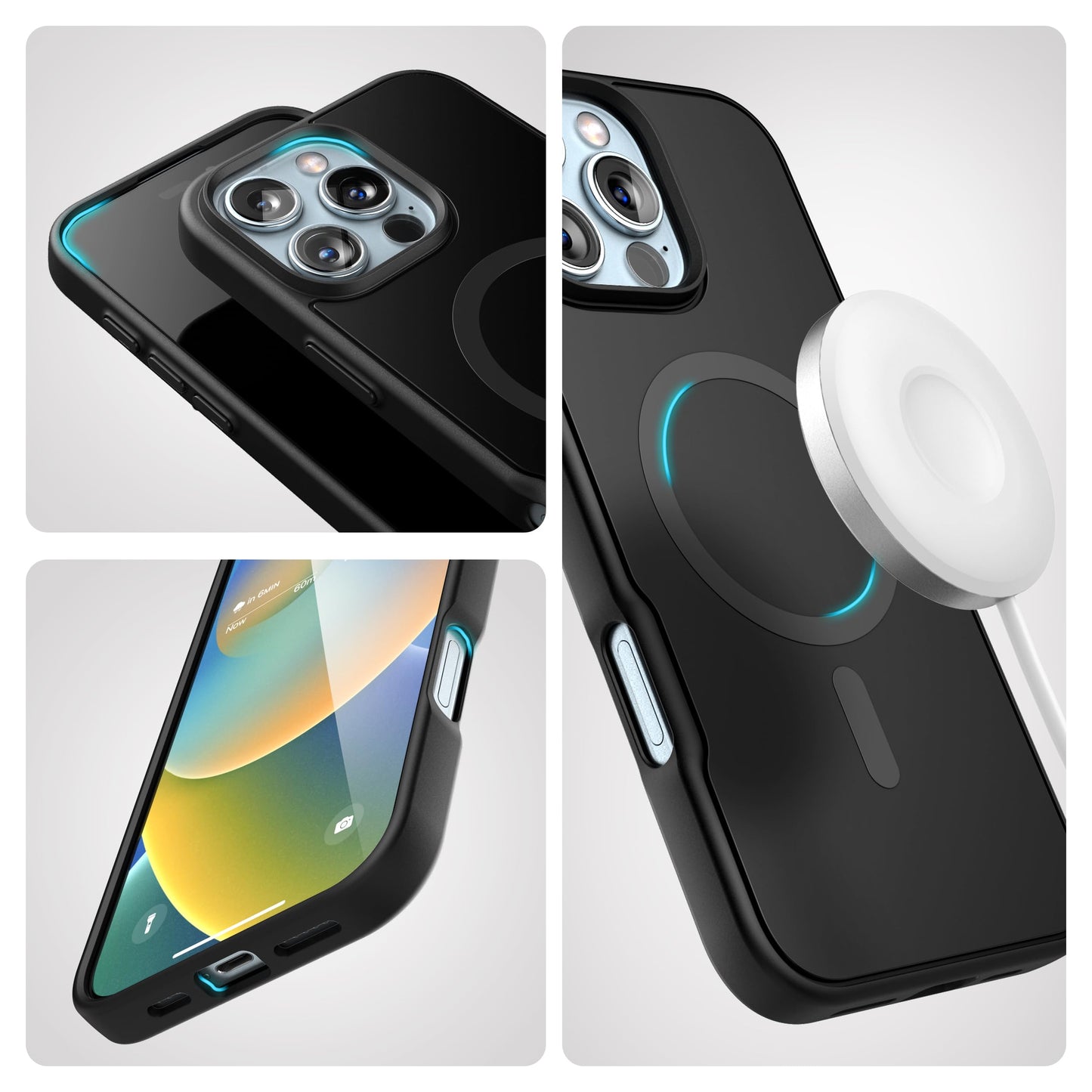 Funda para iPhone 16 Pro Encased Mate Negro con Clip para Cinturón Compatible con MagSafe