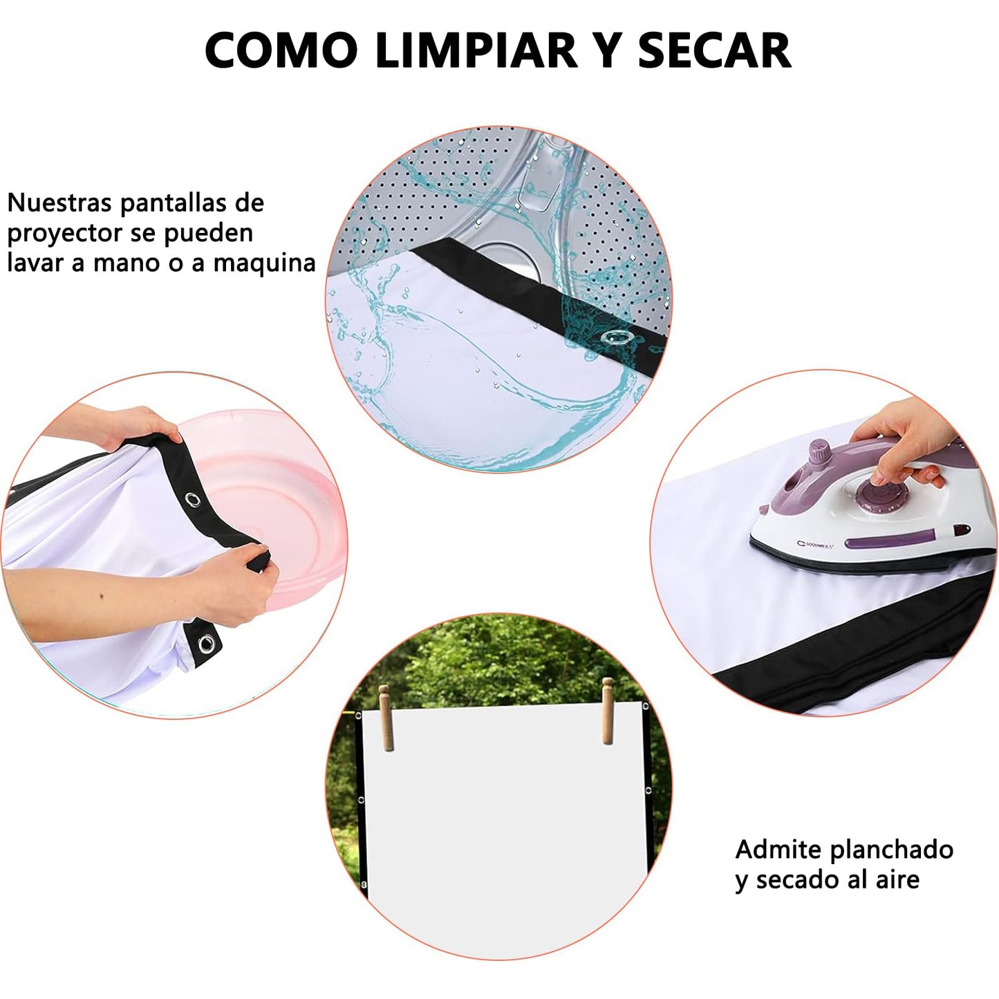 TPOUIDD Visualización de Proyector de 120 Pulgadas, 16:9 HD Pantalla de Proyector Portátil, Antiarrugas y Plegable，Adecuada para Exteriores, Interiores, Campamentos y Cine en Casa (120 Pulgadas)