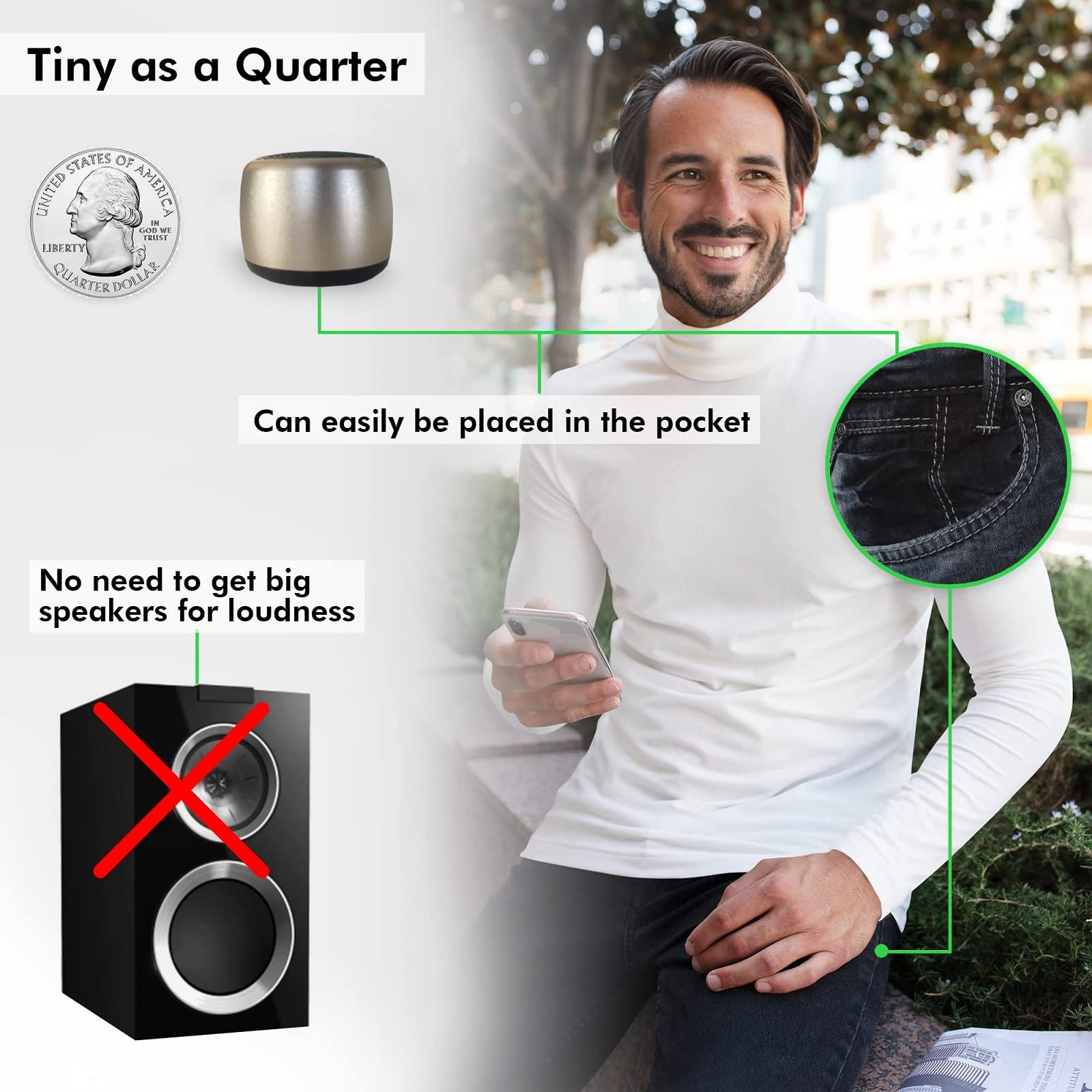 El Mejor Mini Altavoz portátil Bluetooth con Sonido HD y Graves I Altavoces Bluetooth inalámbricos más pequeños para teléfono/PC/Tablet, botón de Foto, Selfie, Respuesta a Llamadas de teléfono, Lindo