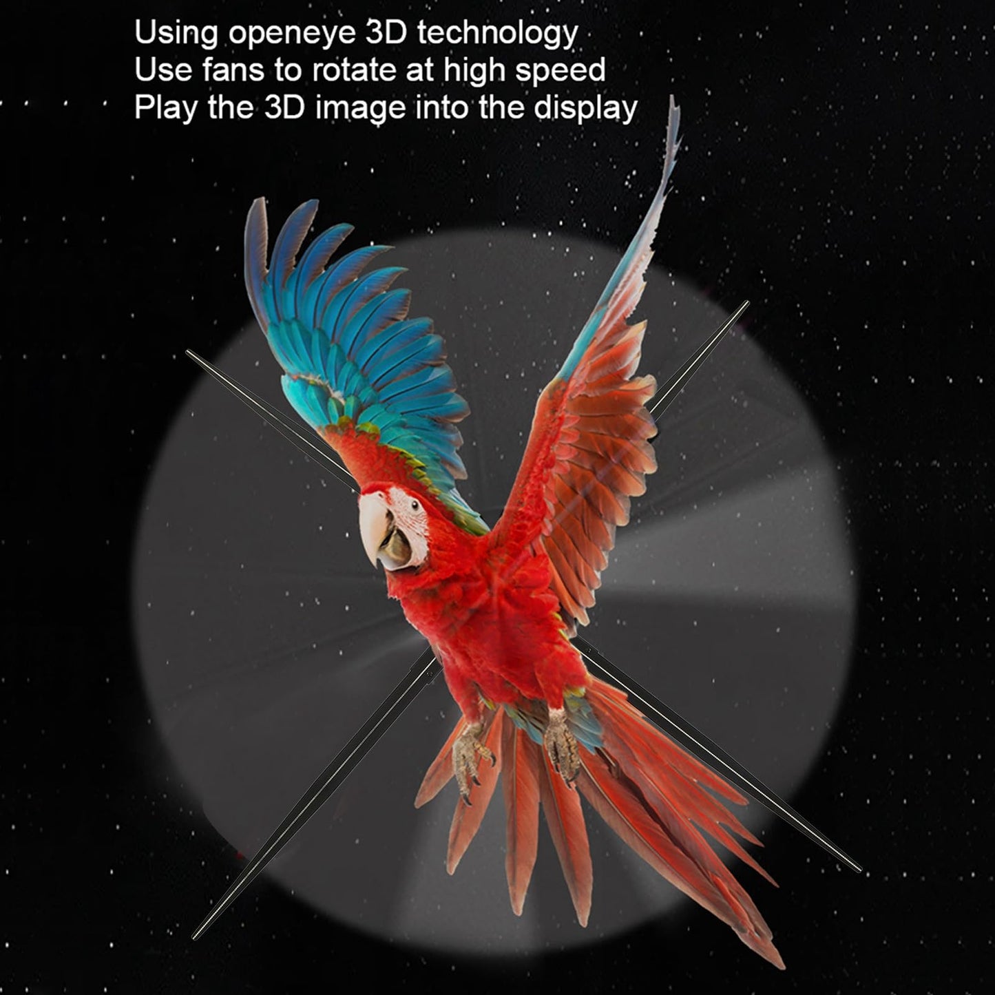 Máquina de Proyección Holográfica 3D, AC 100‑240V Ventilador de Proyección Holográfica 3D de Alta Resolución de 100 Cm para Hotel (Enchufe de EE. UU.)