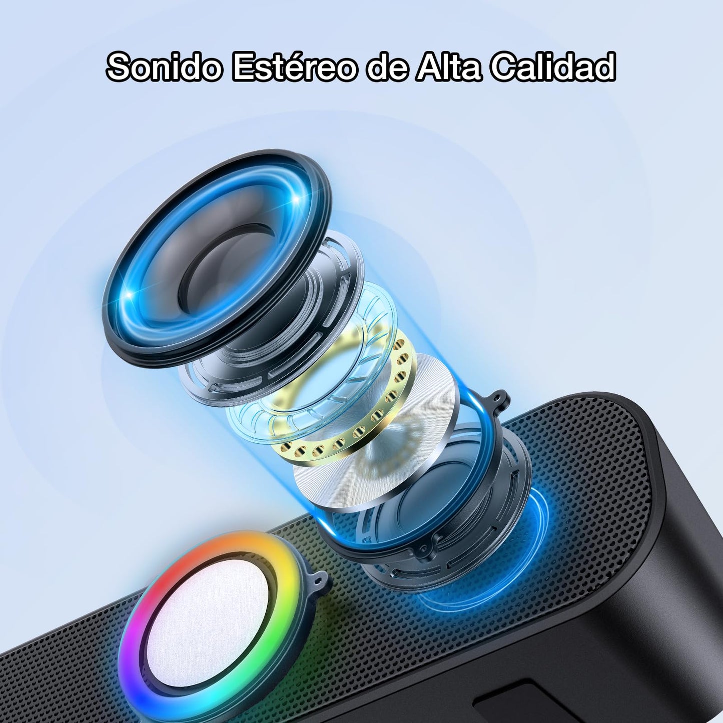 Bocina Bluetooth Hora RGB 10W Batería 2400mAh para Interior y Hogar