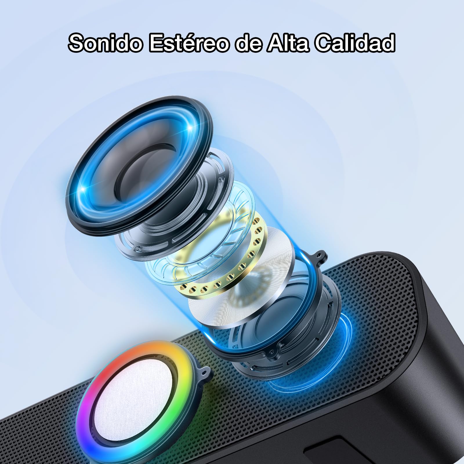 Bocina Bluetooth Hora RGB 10W Batería 2400mAh para Interior y Hogar