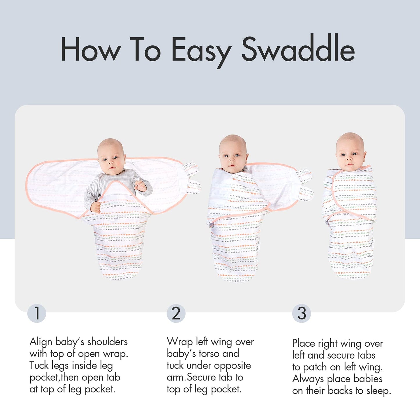 GLLQUEN BABY - Mantas para bebés y niñas, de 3 a 6 meses, plumas y punto ondulado, paquete de 3 unidades, saco de dormir ajustable para recién nacido, (mediano/grande)