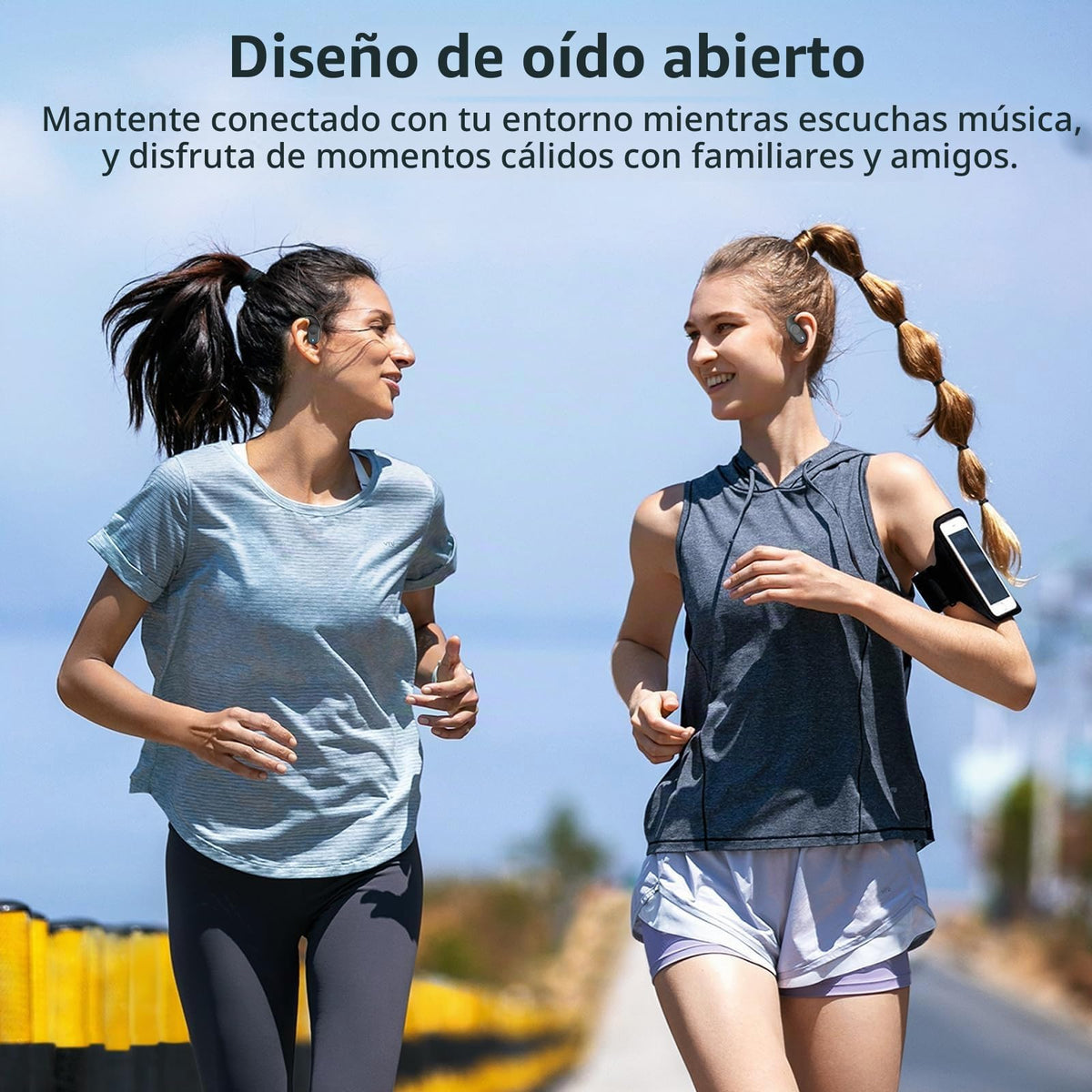 Audífonos de Oído Abierto Xuuly Negro Ganchos Ajustables Bluetooth para Ciclismo y Carrera