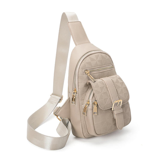 Anck Riñonera Bandolera para Mujer, Bolso Pequeño en el Pecho, Estilo Casual a Cuadros, 9831-G-YH-Khaki, Moda Relajada