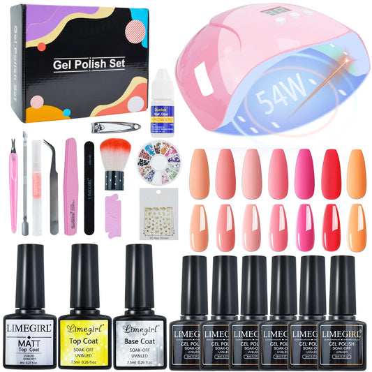 Kit de Uñas en Gel OranSee de 24 Piezas con Lámpara UV/LED de 54W