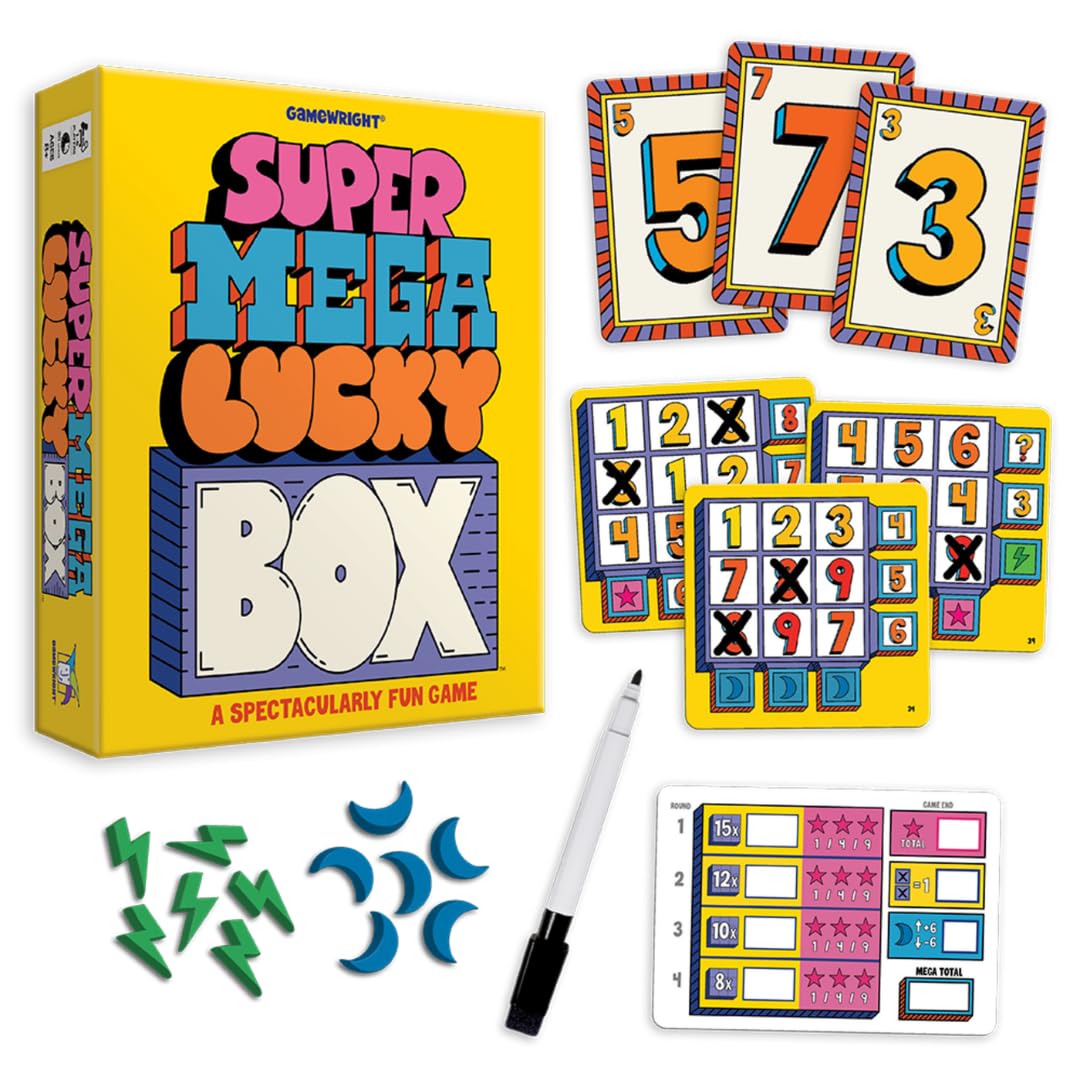 Gamewright - Super Mega Lucky Box - El Juego espectacularmente estratégico de probabilidad, planificación y un Toque de Suerte Cooperative, excelente Juego multijugador a Grupo Grande