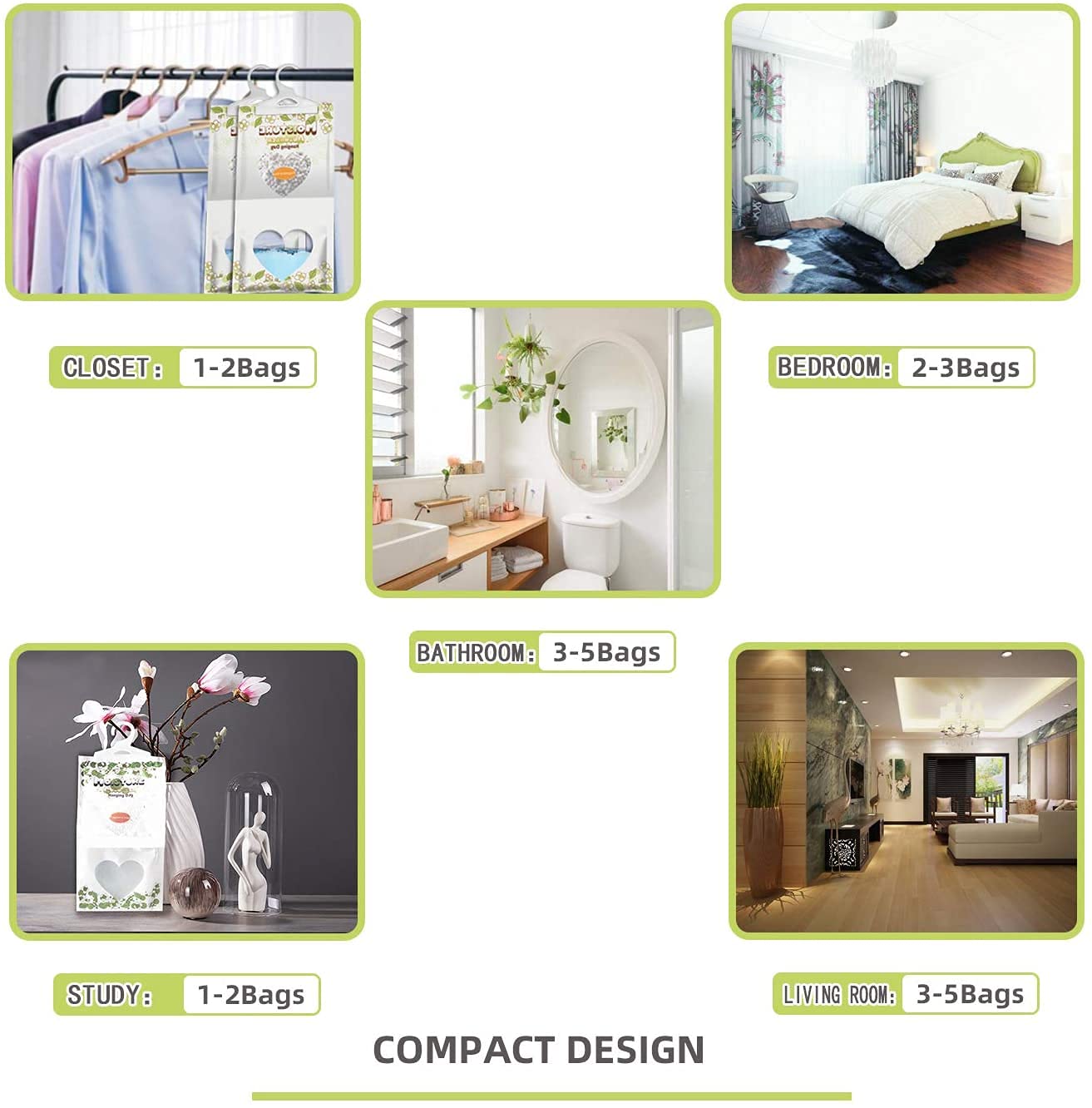 Bolsas Deshumidificantes ZSPENG Blanco 220 g Absorción de Humedad para Armario, Sótano, Bodega o Almacén