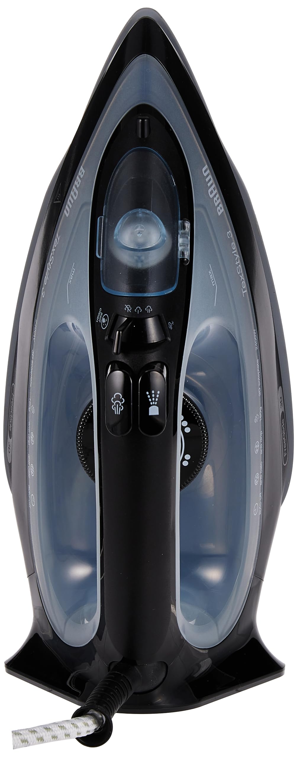 Braun TexStyle 3 SI 3055 - Plancha (Plancha vapor-seco, Suela de CeramicGlide, 2 m, 180 g/min, Negro, 45 g/min)