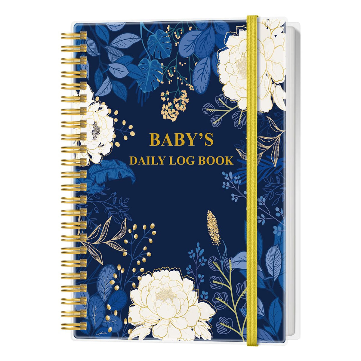 Libro de Registro Diario de Bebé Flor de Hoja Azul A5 para Recién Nacidos