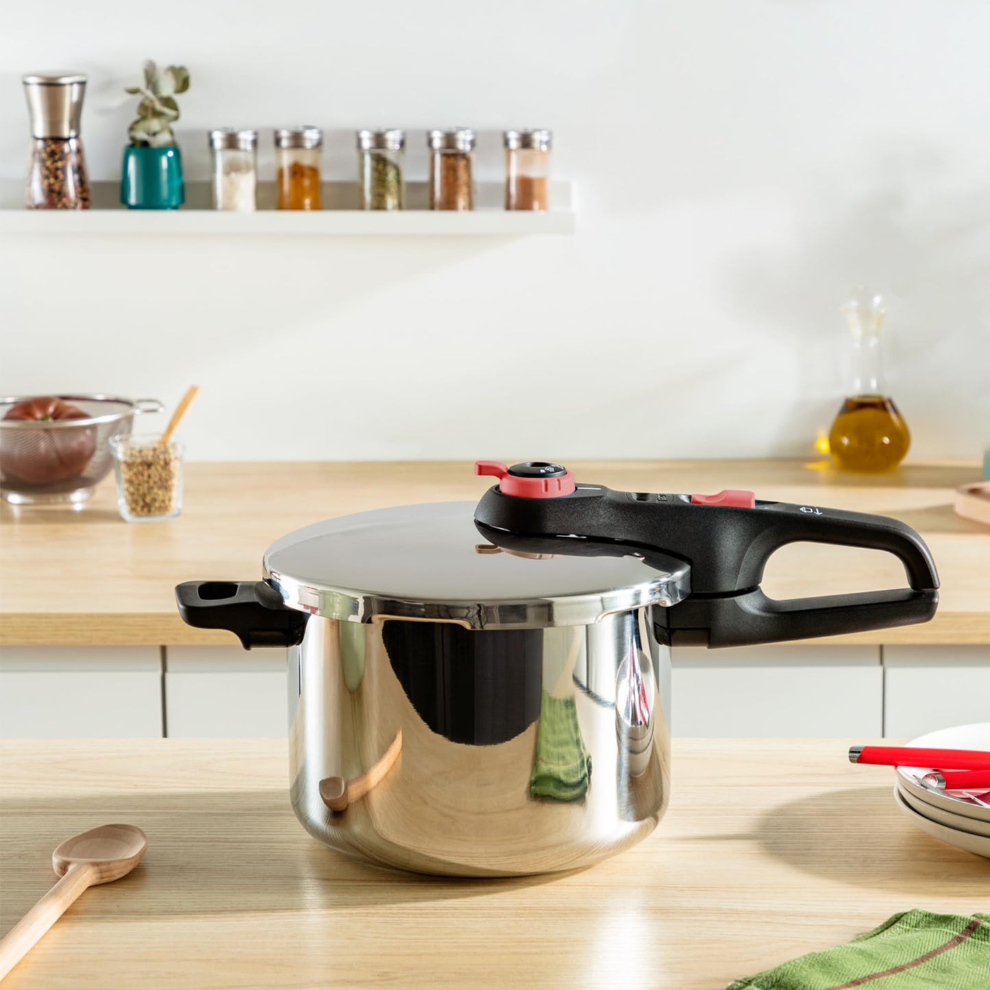 Olla de Presión T-fal Acero Inoxidable Secure Click 6L