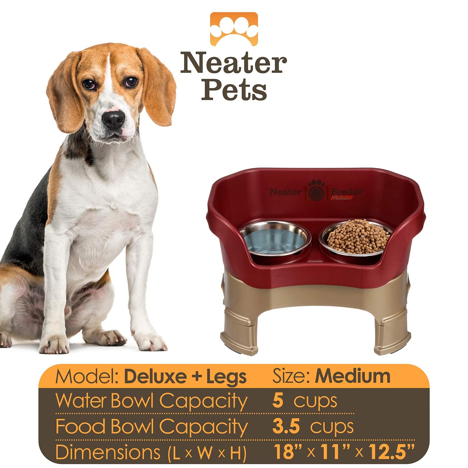 Comedero Deluxe Neater Pet Brands Cranberry con Extensiones de Patas