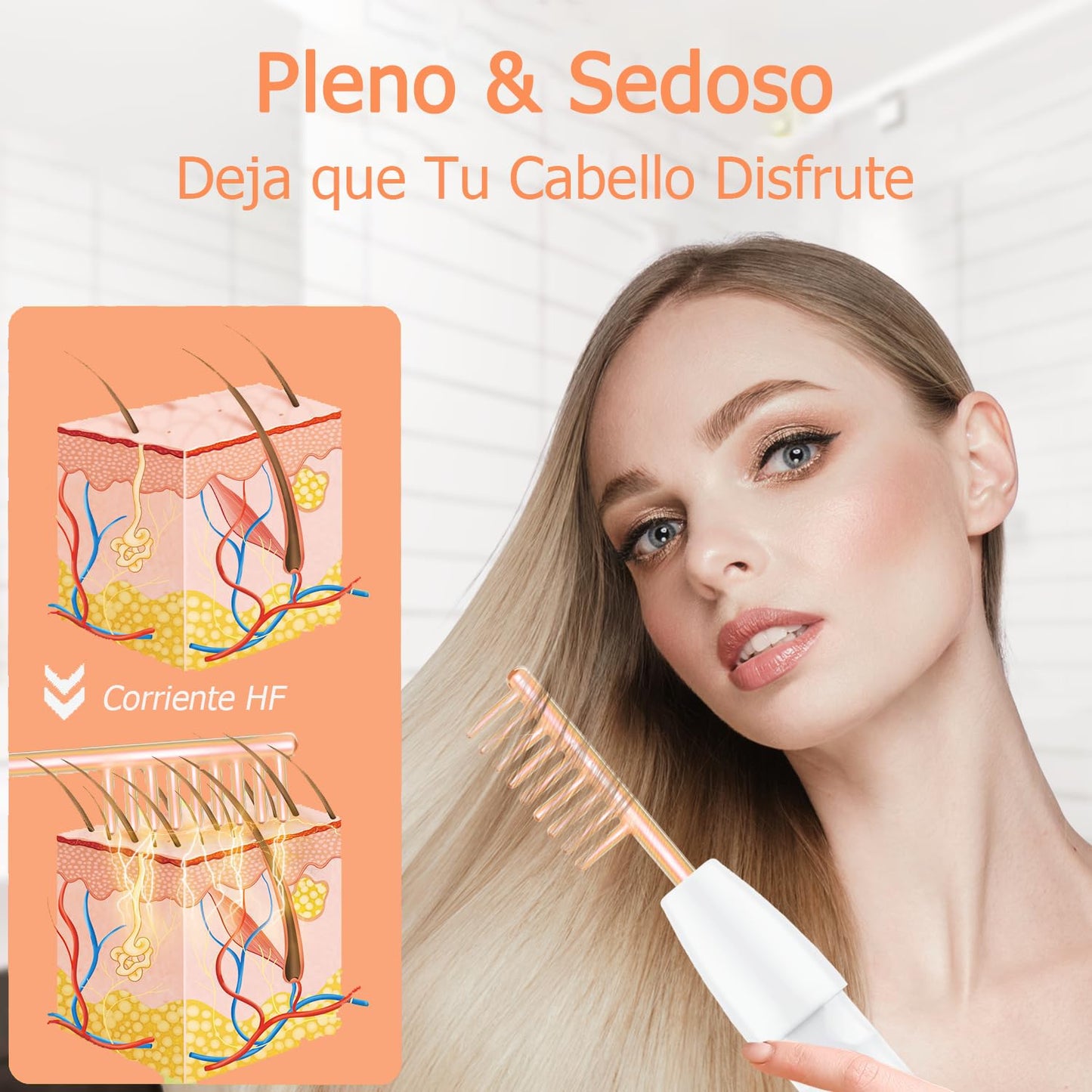 Máquina de Alta Frecuencia Facial y Corporal Profesional - Radiofrecuencia y Ozono con 4 Varitas de Neón | Tratamiento Facial, Corporal y Capilar | Reduce Arrugas, Ojeras y Flacidez | Estimula Crecimiento del Cabello