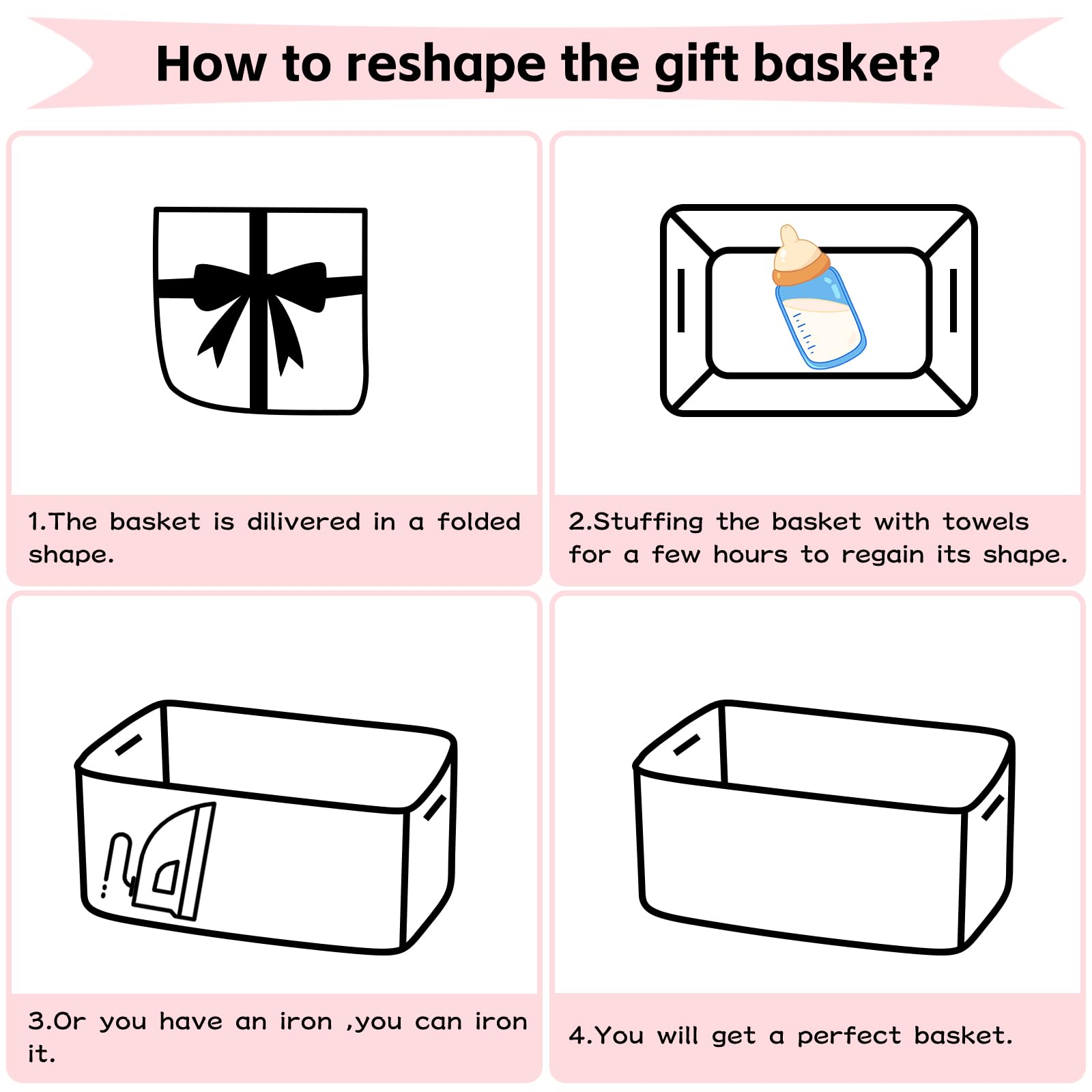 OIAHOMY - Cesta de almacenamiento tejida grande con asas para guardería, estantes de sala de estar, cesta de lazo para regalos vacía con bolsas de regalo y cintas para baby shower, contenedor de