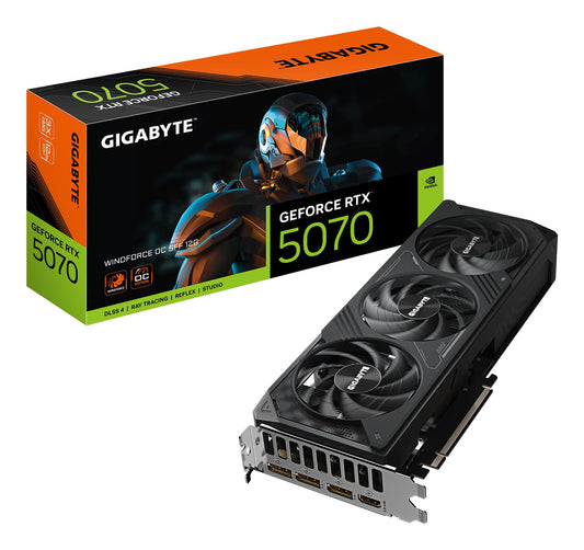 GIGABYTE GeForce RTX 5070 WINDFORCE OC SFF 12G Tarjeta gráfica - 16 GB GDDR7, 256 bits, PCI-E 5.0, 2542 MHz Core Clock, 3 x DP 2.1a, 1 x HDMI 2.1b, NVIDIA DLSS 4, GV-N5070WF3OC-12 GD GD