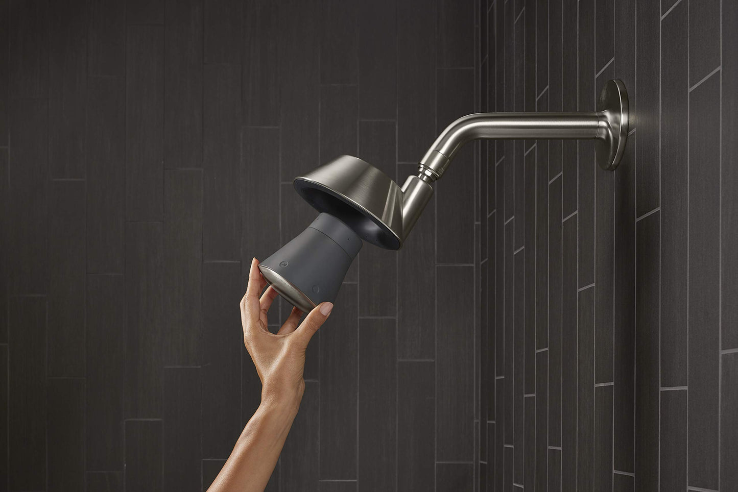 Kohler Moxie - Altavoz inalámbrico Bluetooth impermeable, 1.75 gpm, níquel cepillado