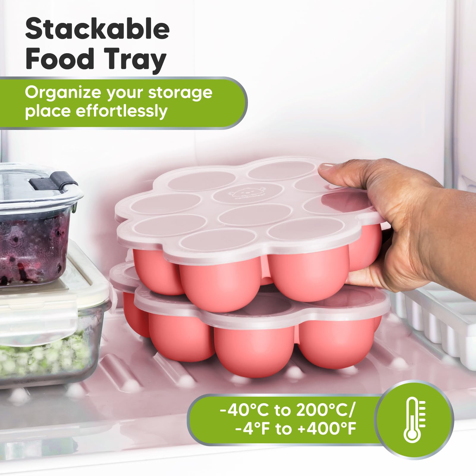Bandeja congeladora de alimentos para bebés de silicona con tapa de clip, bandejas de leche materna para congelador, recipientes de alimentos para bebés, bandejas de alimentos para congelar