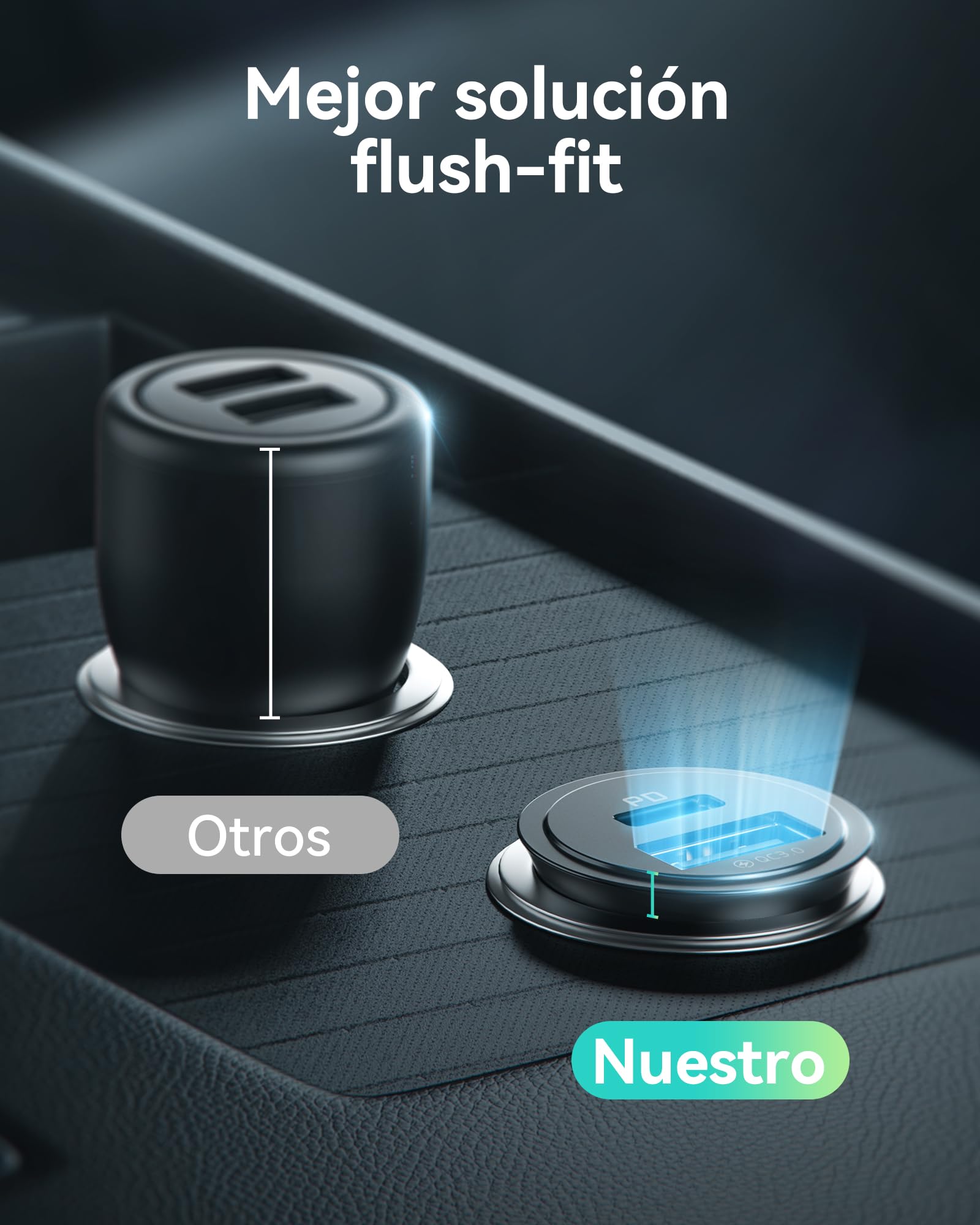INIU Cargador Auto, USB C 30W+USB A 30W QC3.0 Car Phone Charger Cargador de Coche Adaptador Compatible con iPhone 16 15 14 13 12 Pro Plus MAX Mini Samsung S21 Huawei iPad Airpods Portátiles Tabletas