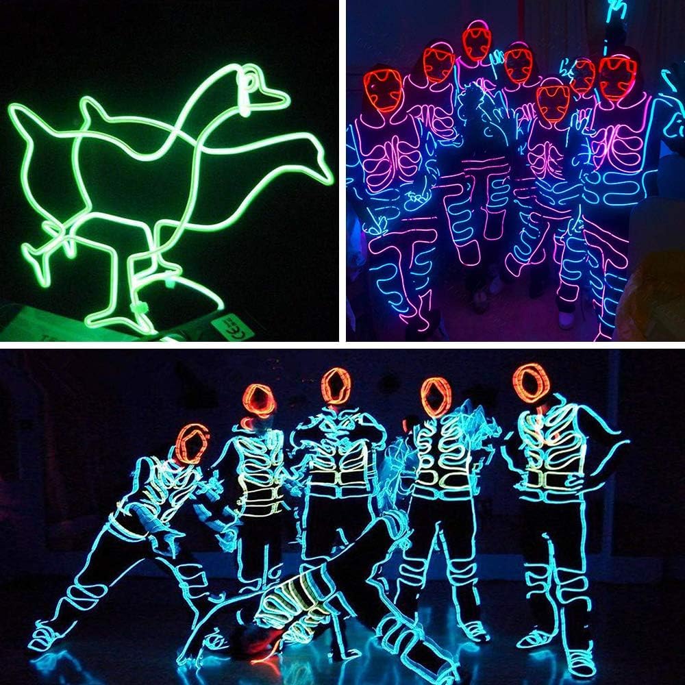 Cable de luz de neón EL de 19,6 ft/6 m, tira de luz LED con 3 modos de iluminación, IP65 resistente al agua, tira led neon cortable para Navidad,decoración bricolaje, fiesta y decoración del hogar