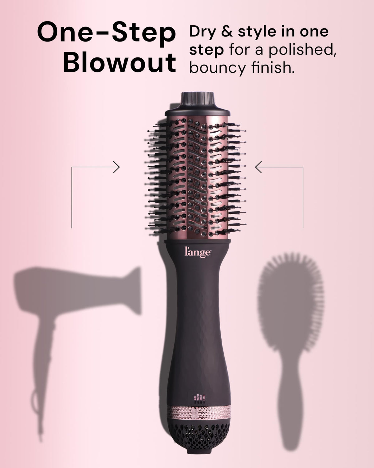 Cepillo Secador de Titanio L'ANGE HAIR Negro 2 en 1 para Cabello Suave y sin Frizz