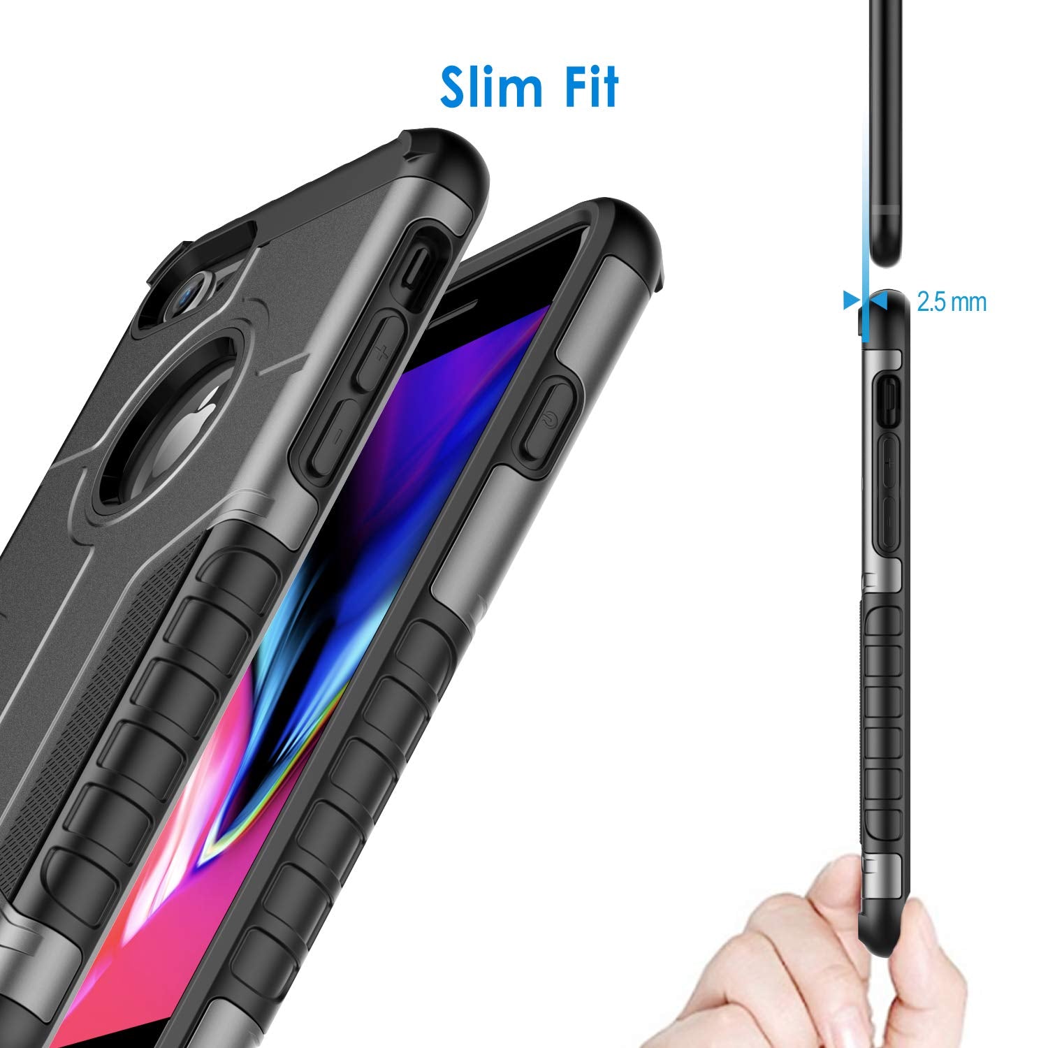JETech Funda para iPhone 8 y iPhone 7, Carcasa Protectora de Doble Capa Absorción de Choque (Plata)