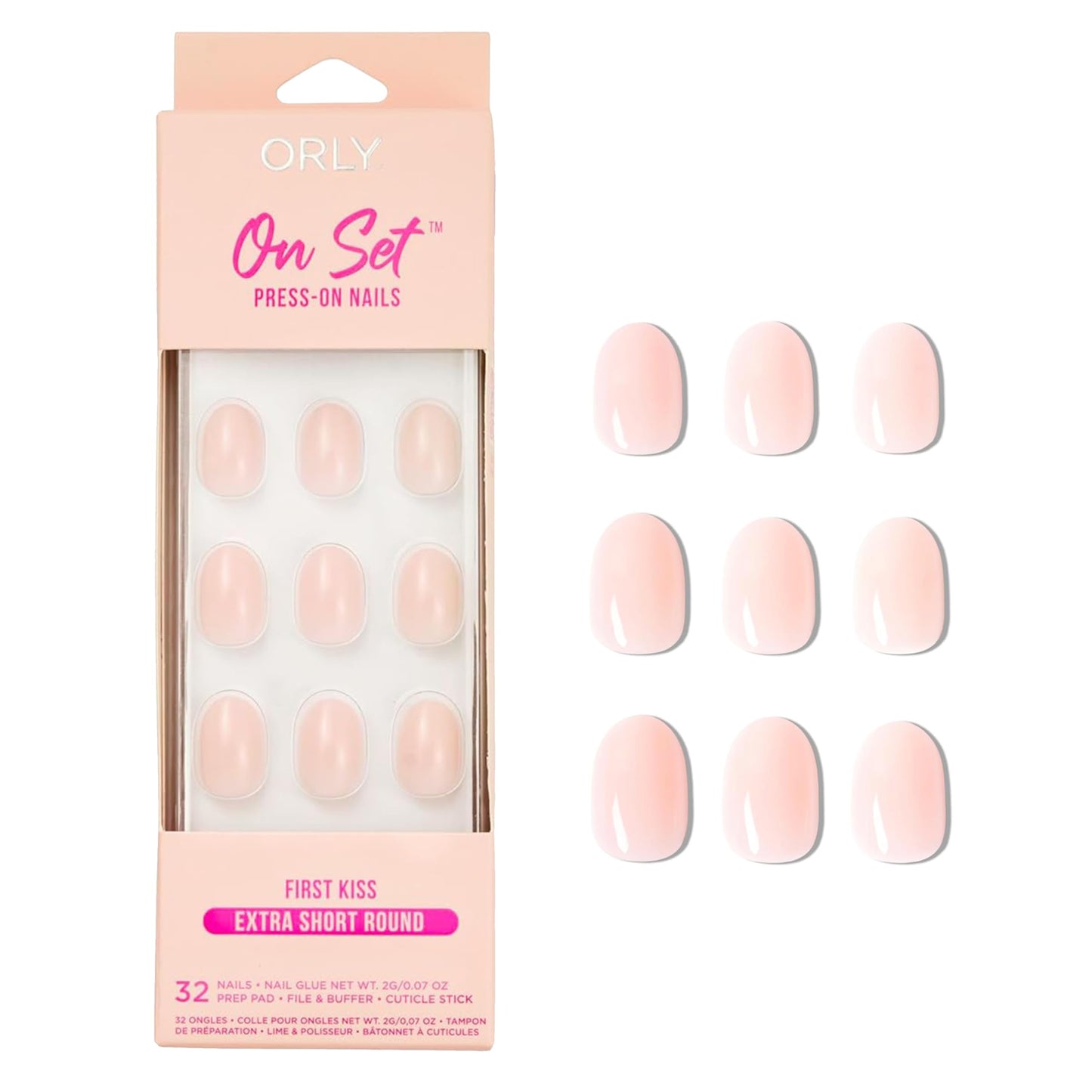 ORLY Press On Nails | Almond, Square, French Tip, Short, Long Designs (First Kiss (Extra Short Round))
