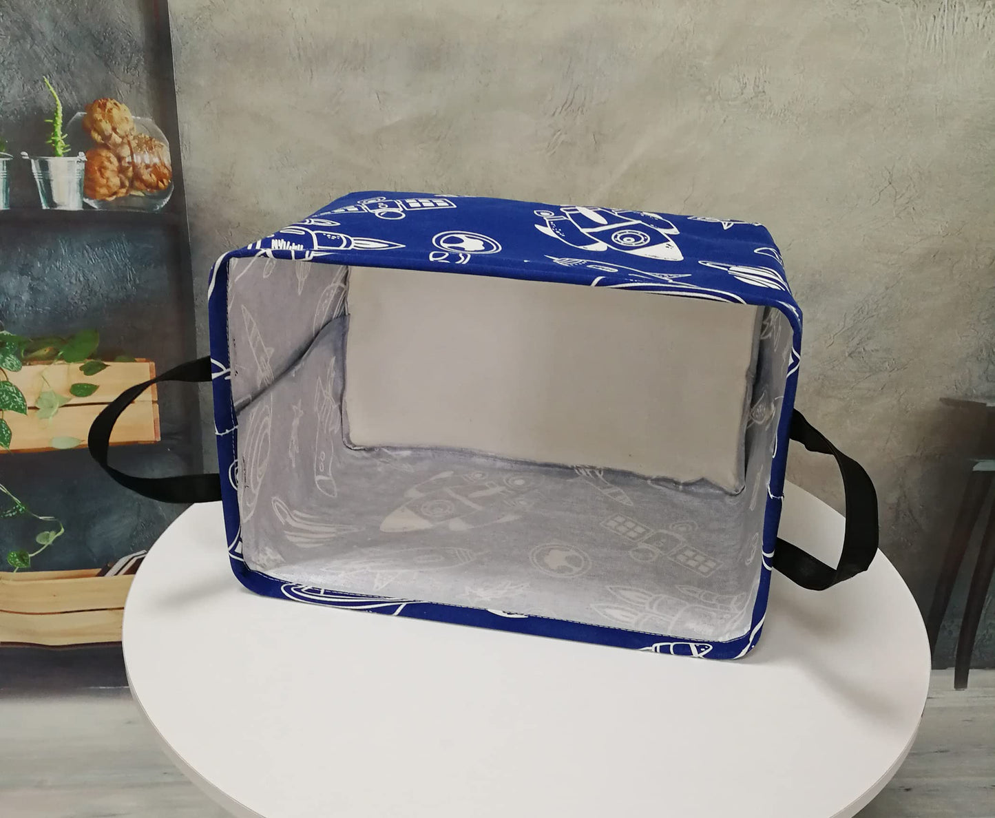 DUYIY - Cesta de almacenamiento para el hogar, cesta organizadora para niños, cesta de ropa, cesta de lavandería, cesta de regalo con asas para el hogar (nave espacial)
