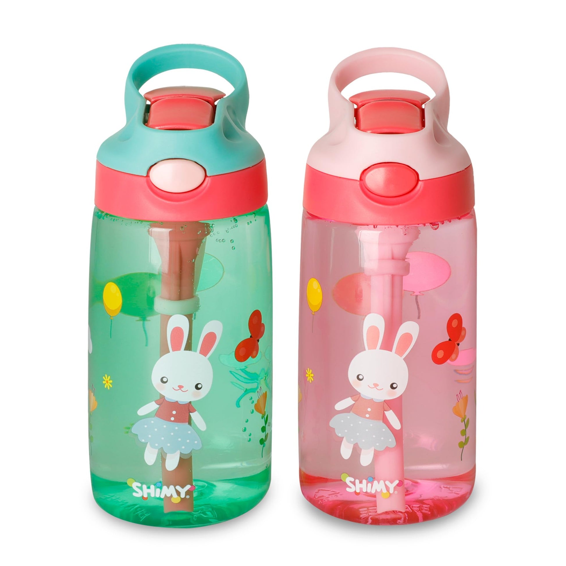 Termos SHIMY Transparentes con Tapa a Prueba de Fugas y Popote para Niños