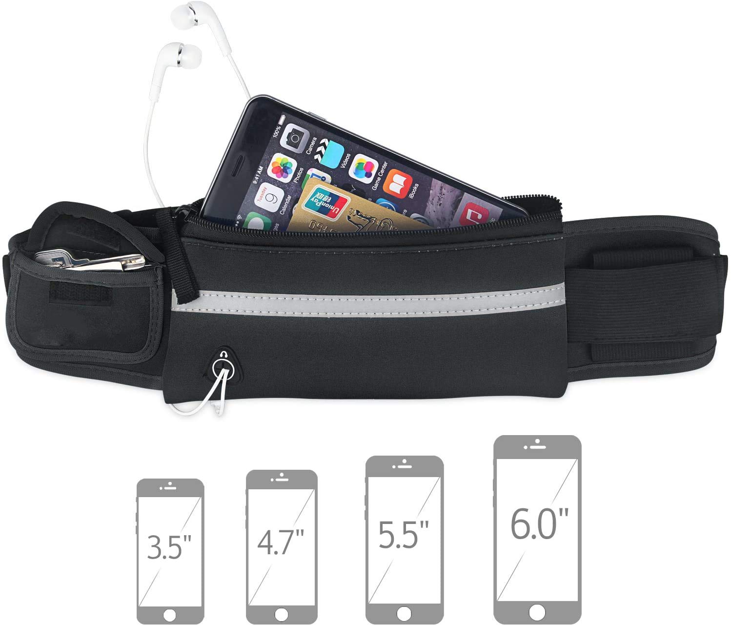Cangurera Deportiva Riñonera Reflectante Unisex Negra con Correa Ajustable para Running y Seguridad de Accesorios