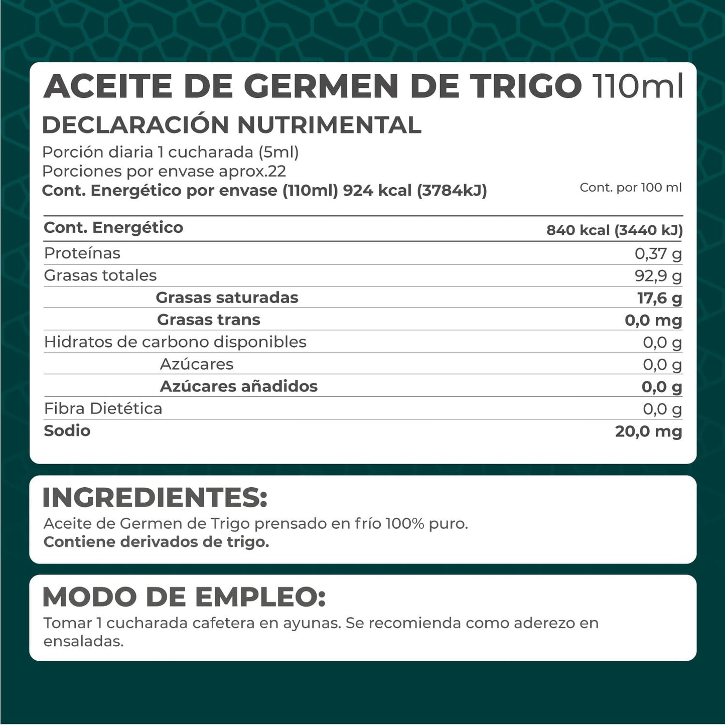 Pronat | Aceite Germen de Trigo 110 Ml