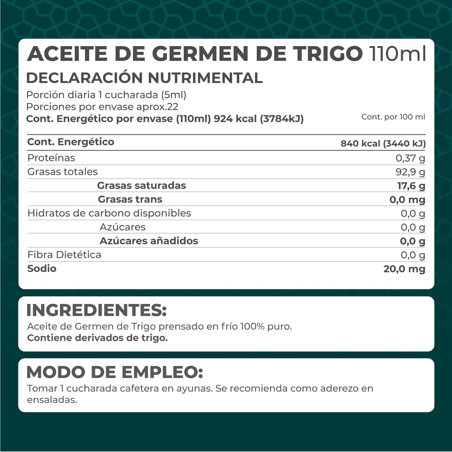 Pronat | Aceite Germen de Trigo 110 Ml