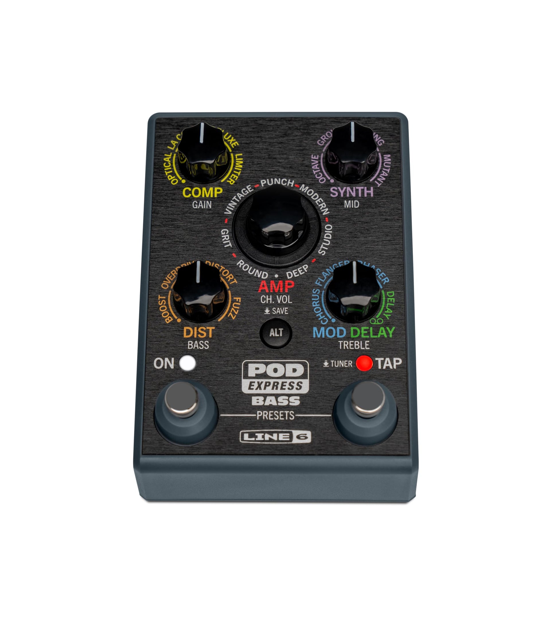 LINE 6 POD Express, bajo con 7 amperios, 7 cabinas y 17 efectos, incluyendo un looper