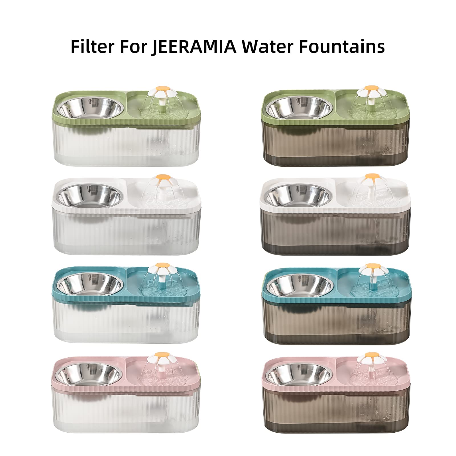 JEERAMIA - Filtros de repuesto para fuente de agua para gatos, 8 unidades