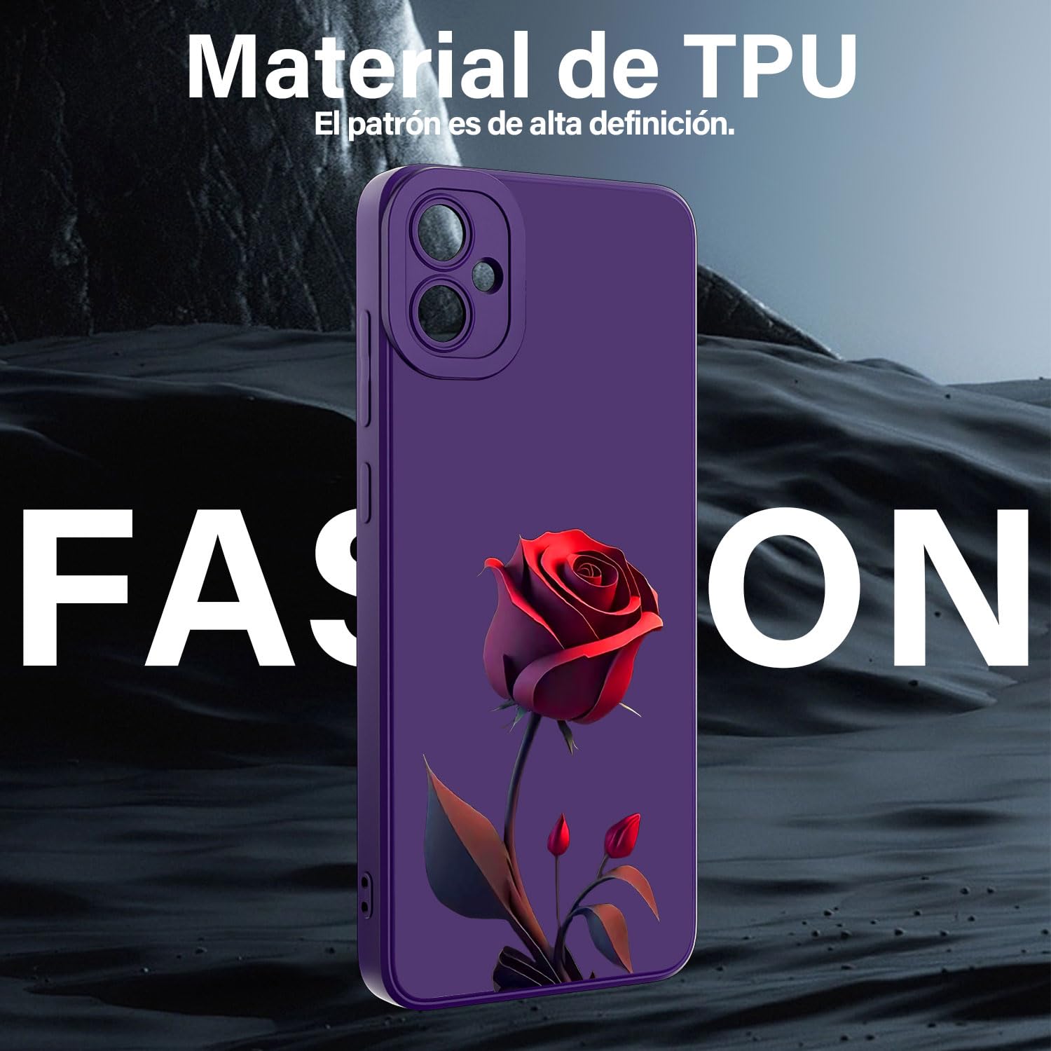 Threehao Funda para Samsung Galaxy A05 y M05 Case Uso Rudo, Ultra Delgado Flexible Silicona Púrpura Carcasa con Aesthetic Dibujos Flores, Antigolpes Anti-arañazos Protectora