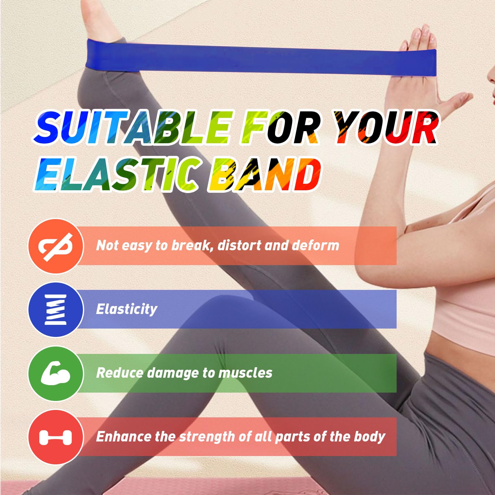 firelong baloncesto entrenamiento de banda de resistencia regate Fitness Individual círculo 6 niveles resistente profesional bandas de ejercicio de látex natural 104.1 cm Loop, blue 60-150lbs