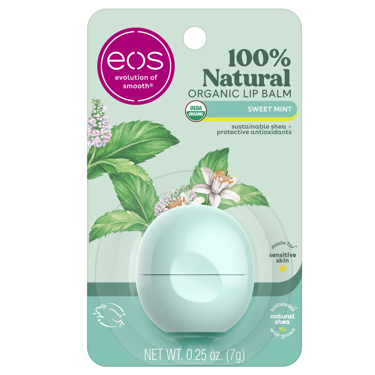 eos Organic Lip Balm Sphere - Sweet Mint | Certified Organic & 100% Natural | 0.25 oz.