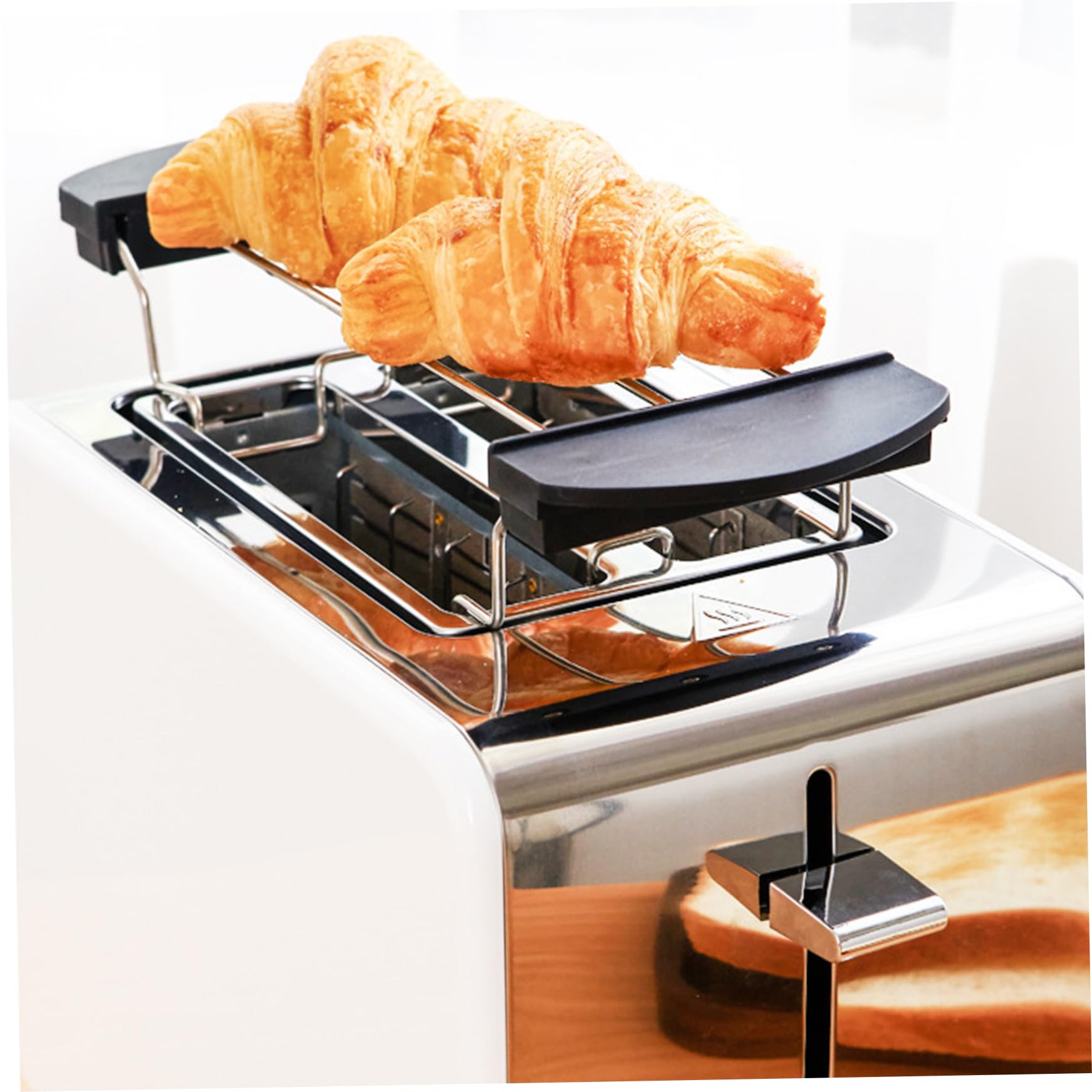 Rack Calentamiento Tostador de Acero Inoxidable Rejilla Plegable Anti-escalves para 2 Rodajas