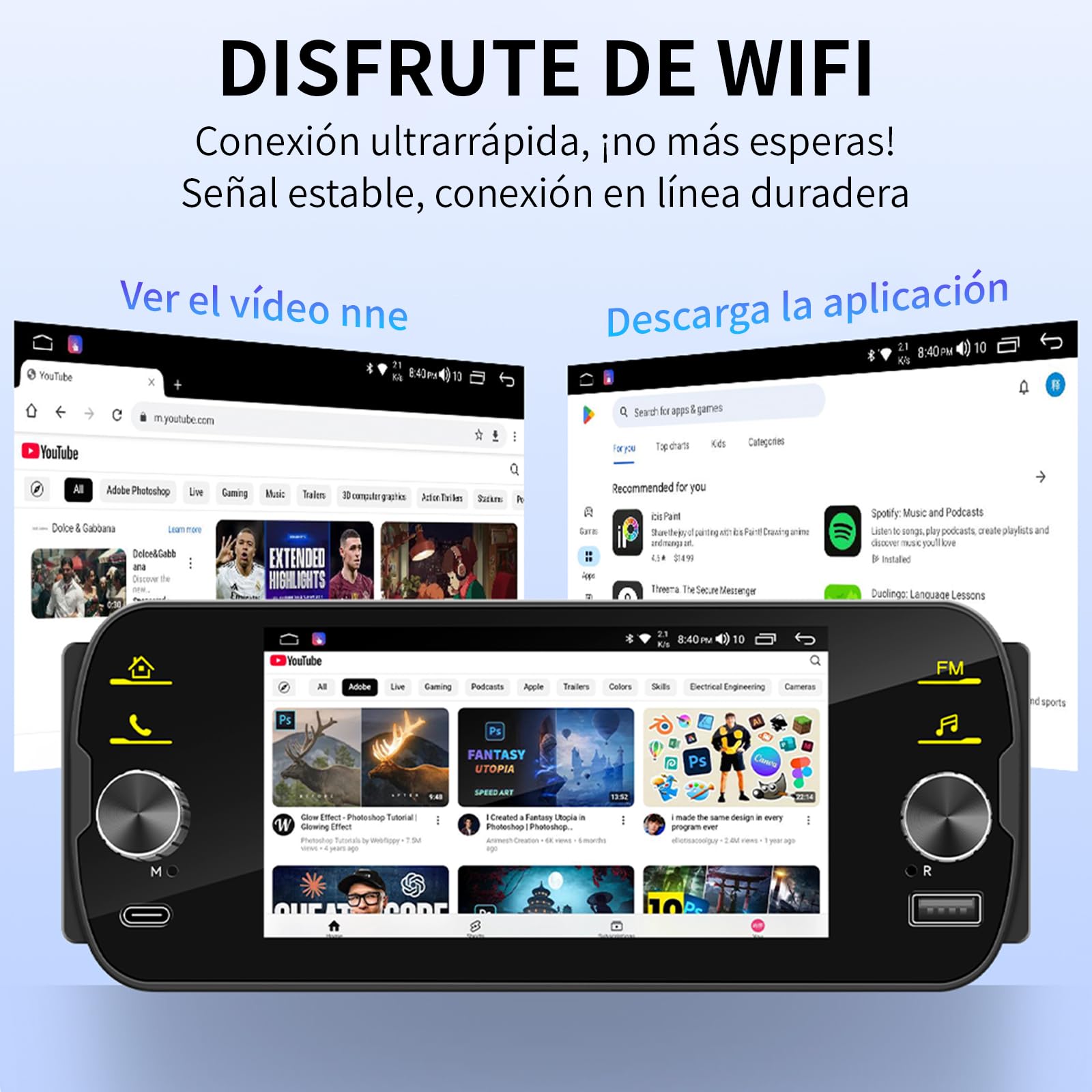 FINYQBET Estéreo de Pantalla para Auto 1 DIN Android 13 con CarPlay & Android Auto Inalámbrico, 2GB RAM + 32GB ROM, GPS, WiFi, Bluetooth 5.1, Radio Am/FM, 5 Pulgadas, Soporte Cámara de Reversa