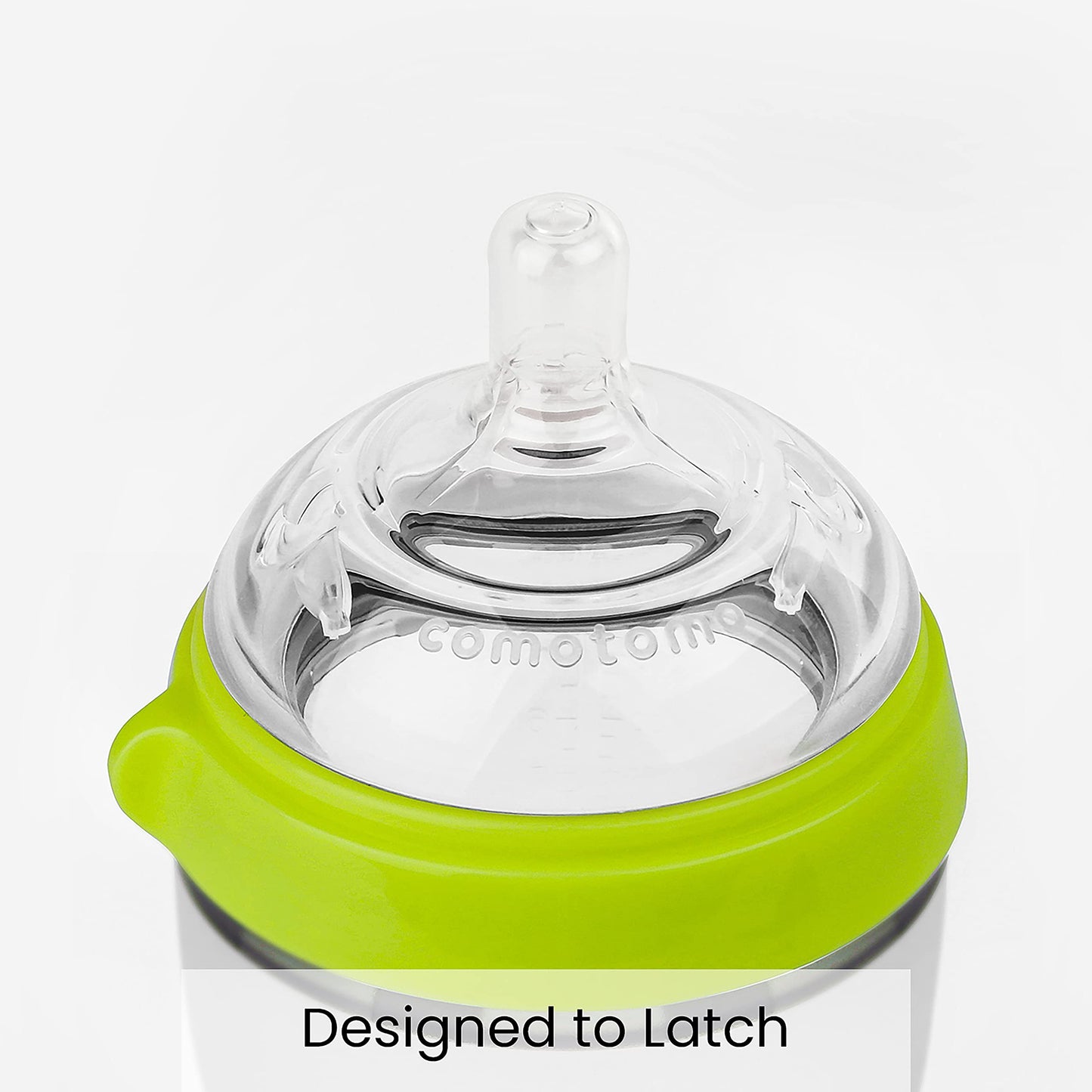 Comotomo Pack de 2 Biberones de Silicona de 150 Ml, Anillo Verde
