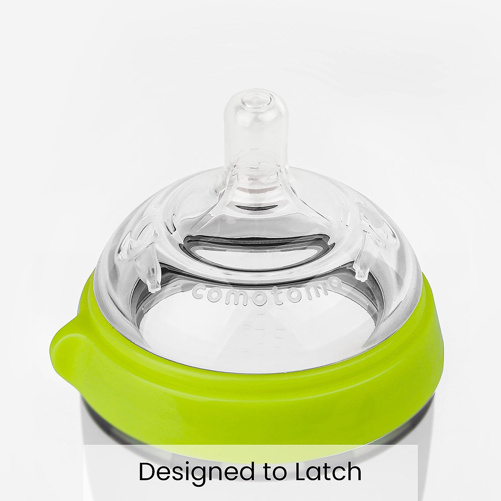 Comotomo Pack de 2 Biberones de Silicona de 150 Ml, Anillo Verde